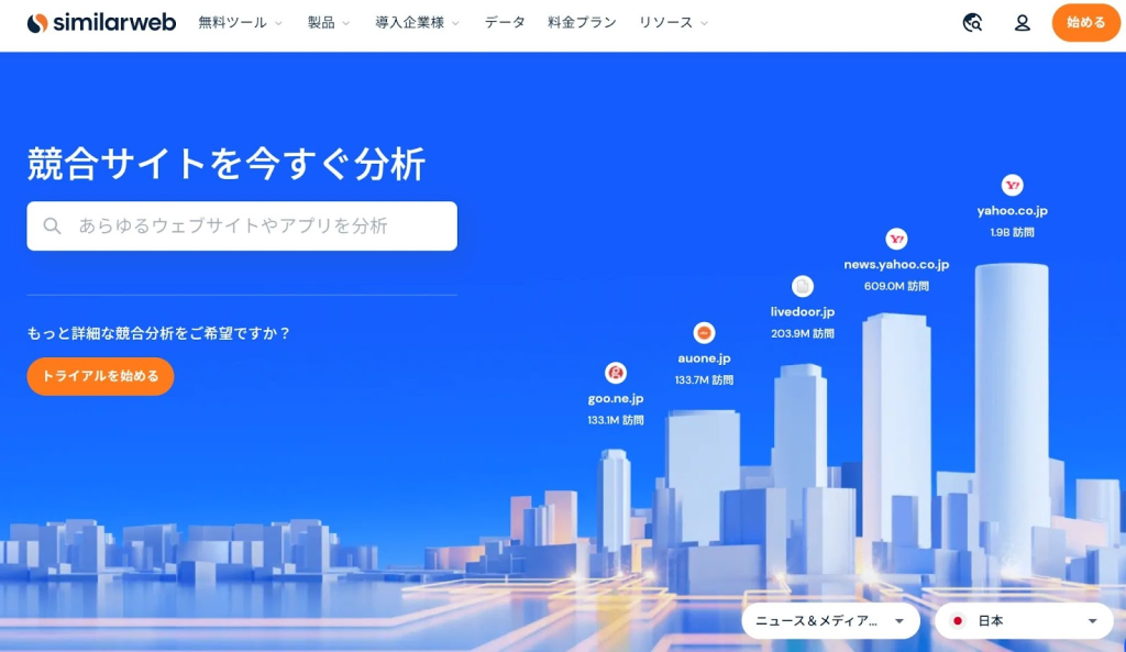 アクセス解析 ツール 無料 Similar Web